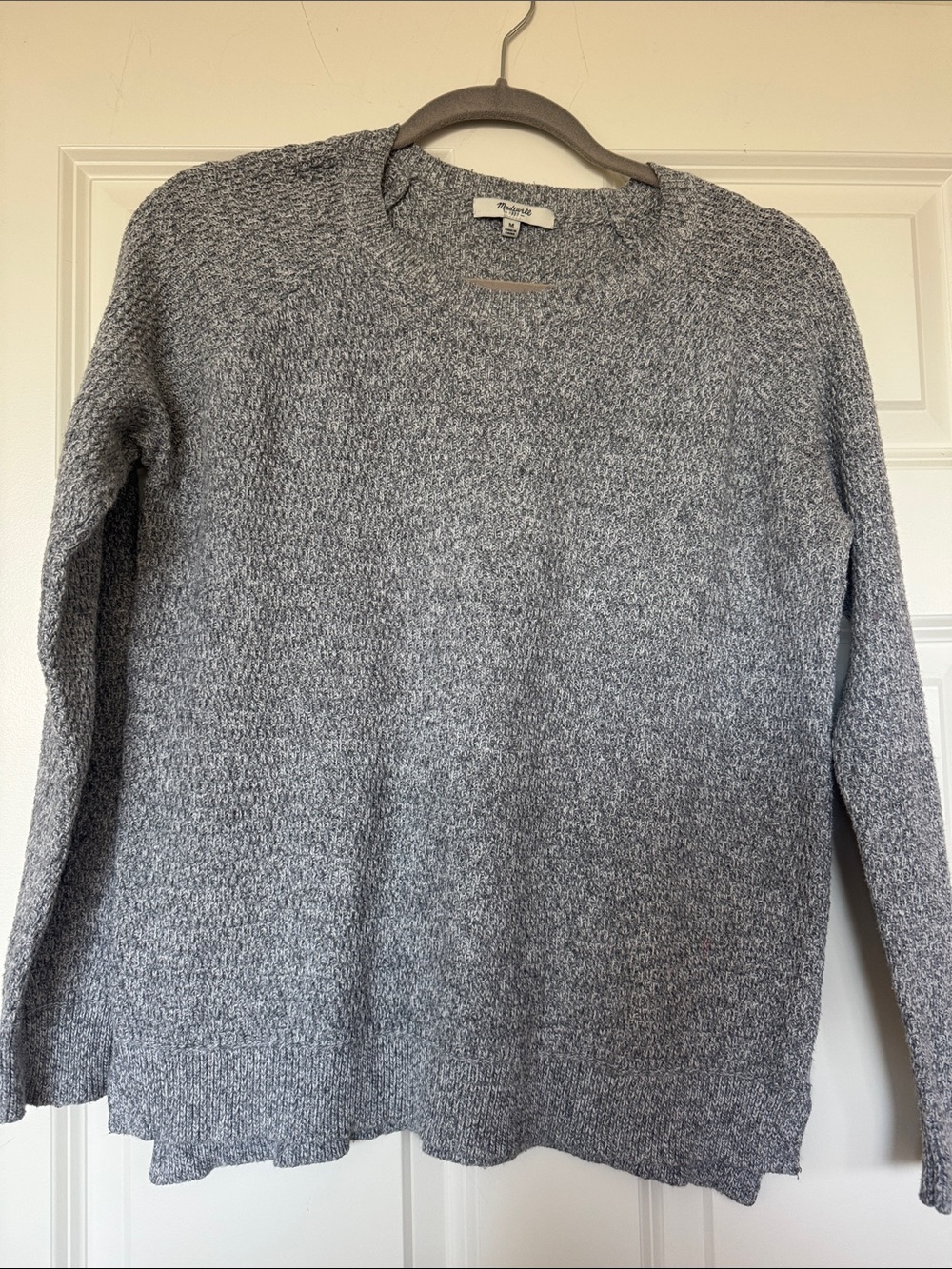 Madewell Heather Gray Textured Crewneck Sweater